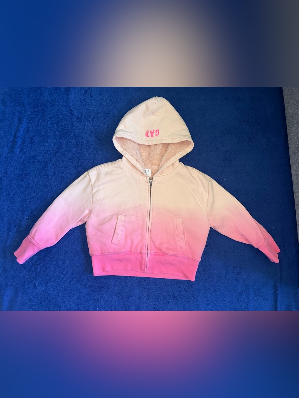 Gap Kids Sherpa-Lined Zip-Up Hoodie Size Small S (6-7) Ombre Pink